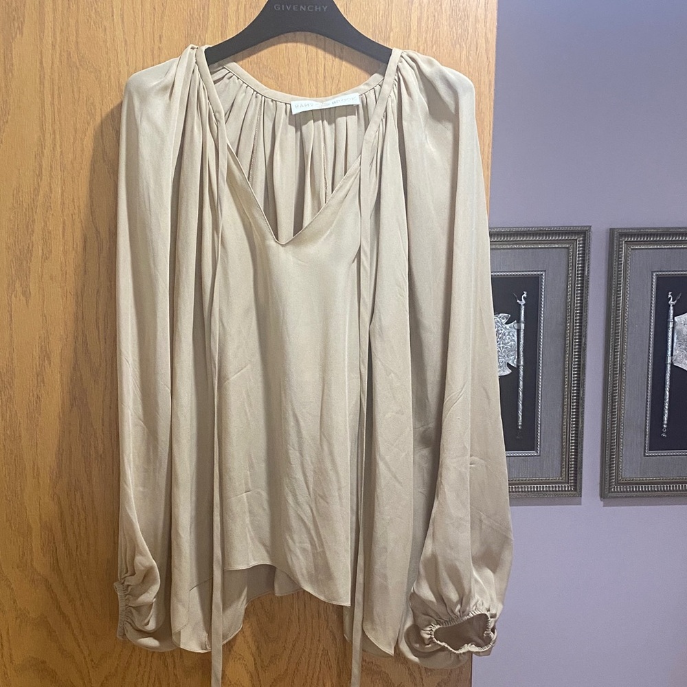 Ramy Brook Paris Beige V-Neck Blouse